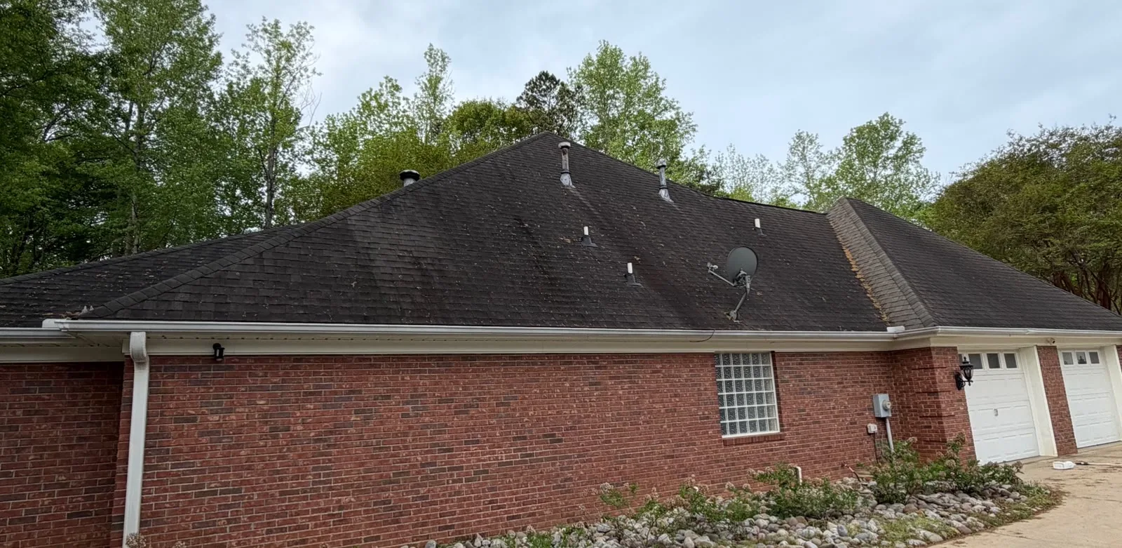 Roof before CK Pressure Washing soft-wash service